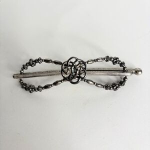 Lilla Rose Flexi Hair Clip Beaded Knot 4" Large Silver Tone